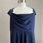 Catherines Catherine’s Navy Lace  Draped Bodice Handkerchief Hem Formal Dress 1X Photo 3