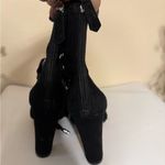 Schutz Black Suede Bootie Block High Heel Boot Women's SZ 5B Brazil Elegant Photo 2