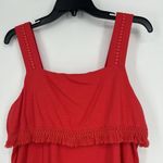 J Crew Factory Boho Fringe Tank Top Red Crochet Sleeveless Slub Knit Size S Photo 1