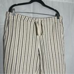 ZARA  Cotton Blend Striped Earth Tone Crinkle Fabric Drawstring Waist Pants XL Photo 2