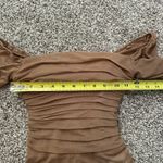 Princess Polly  Delaney tan ruched mesh off-the-shoulder long sleeve bodysuit 2 Photo 7