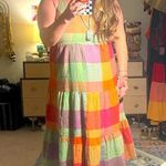 BeachLunchLounge Women’s Beach Lunch Lounge Plaid Midi Sundress Colorful Flowy Beach Dress Size L Photo 7