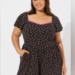 Betsey Johnson x Torrid Black Gauze Romper Pink Floral & Lace Trim - size 1 Photo 0