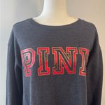 PINK - Victoria's Secret  Lounge Dark Gray & Plaid Crewneck Sweatshirt Size M Photo 3