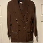 Vintage Lolita Lempicka Couture Vintage Brown Wool Military Suit Jacket Blazer Size 10 Photo 2