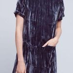 Anthropologie floreat blue crinkled velvet mini shift dress size small Photo 1