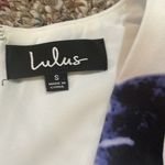 Lulus Womens  Seeing Chic Blue and Ivory Print Skater Dress Photo 5