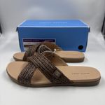 Draper James NEW  Women's Size 8 Raffia Cross Strap Slip On Sandals, “Alex” Brown Photo 7