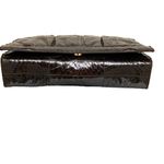 Vintage Mary Ann Rosenfeld Croc Leather Shoulder Bag in Chocolate Brown Photo 6