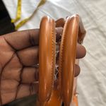 Burnt orange patent tote shoulder bag purse w/magnetic closure. Photo 2