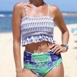 Floral Blue and Green Women's Swim Set Size M Photo 1