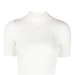 Courreges Logo Embroidered Ribbed Knit Crop Top White Photo 3