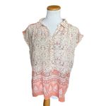 Vince Camuto Womens Botanical Border Print Dolman Sleeve Top Blouse - Sz M Photo 2