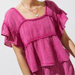 Anthropologie  Daily Practice Women’s Gauzy Hot Pink Top Shorts Lounge Set XS Photo 14