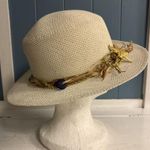 Vintage Kathy Jeanne White Straw Brimmed Straw Hat Nautical Starfish Detail Photo 1