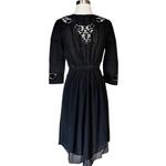 Ulla Johnson  Priscilla Silk Dress Lace Raven Chiffon Black 3/4 Sleeves 4 NWT Photo 7