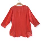 Soft Surroundings  Linen Leonie Tunic Sun Kissed Coral V Neck Size XL NEW Photo 1