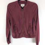 American Eagle  Womens Jacket Chambray Full Zip Pockets Burgundy XS Photo 0