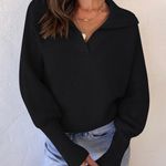 Amazon Zesica Women’s Black Collar V Neck Sweater Photo 0