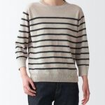 Muji sweater size Extra Small linen cream blue stripe Tan Photo 1