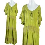Free People Bohemian Witchy Dream On Maxi Dress Green XS NEW Crochet Gauze Fall Photo 3