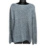 Fashion Bug Sweater Long Sleeve Size XL Chunky Knit Blue/White Boat Neck Photo 3