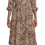 Calvin Klein  Animal Print Leopard Cheetah Shirt Dress 4 Brown Tan Photo 0