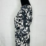 Vince Camuto Dress Womens Size S Black White Floral Short Sleeve Sheath Stretch Photo 3