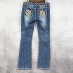 Almost Famous  Low Rise Jeans Size 5 Distressed Embellished‎ Bootcut Y2K Bling Photo 4