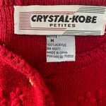 Chunky Vintage Bright Red Flower Floral Embroidered Knit Button Up Cardigan M Size M Photo 7