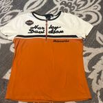 Harley Davidson 1/4 zip knit shirt. Like new. Size large. White Photo 0