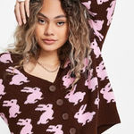 ASOS  Design Bunny Rabbit Cardigan Brown Pink Y2K Whimsical Photo 0