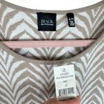 Black Saks Fifth Avenue NWT Tan Cream Cap Sleeve Knit Knee Length Dress Size XL Photo 3