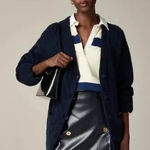 J.Crew Relaxed Cable knit Cardigan Merino Blend Sweater Navy Size L-XL NWT Photo 0