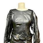 For Love & Lemons  Afton Pleather‎ Western Belted Dress Black Size Small Photo 4