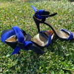 Ted Baker Blue Black Suede Ankle Strap Heels Size 40 / 9.5 Photo 1
