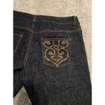 St. John  Jeans Women's Sz 8 Dark Wash Black Straight Leg Bling Pocket Inseam 33‎ Photo 4
