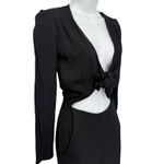 Reformation Black Ferris Textured Cut Out Tie Front Long Sleeve Jumpsuit size 0 Photo 12