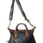 Ralph Lauren Diamond Quilted Black Leather Boston Duffle Brown Top Handle Bag Photo 15