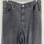 ZARA  High Rise Waisted Wide Leg Raw Hem Black Denim Jeans Women's Size 14 Photo 4
