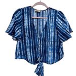 Show Me Your Mumu  Blue Tie Dye Flutter Sleeve Button Down Blouse Womens S Casual Photo 0