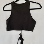 Black Sleeveless Tie Lace Front Crop Top Photo 3