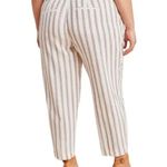 Anthropologie  Oasis Striped Pants Cream & Peach High Waist Cotton Linen Blend Photo 2