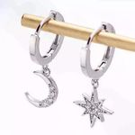 Handmade Silver Star and Moon Earrings Photo 0