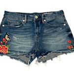 BLANK NYC  Distressed Denim Embroidered Butterfly Floral Hiker Shorts  27 Photo 3