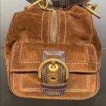 Coach  SMALL Hvy Leather Suede Mia Soho Satchel Barrel Shoulder Bag F10061 Brown Photo 4