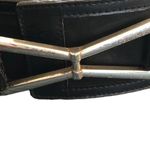 Calvin Klein  Wide Leather/Suede Belt Black Silver Logo Medallion 2.75”W Sz. XL Photo 2