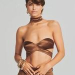 Retrofete Ross Top in Cognac Brown Size XS NWT Satin Padded Bust Strapless Photo 0