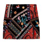 ZARA Womens Black Velvet Multicolor Embroidered Mini Skirt Size Small Photo 2