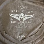 Affliction  Y2K Grunge Skull Short Sleeve Shirt Womens Size L Brown Gray‎ Photo 1